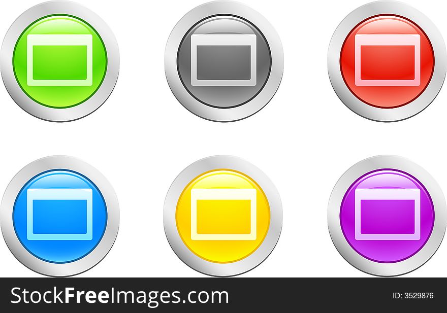 6 high-detailed buttons. Open button.  Vector illustration. 6 high-detailed buttons. Open button.  Vector illustration.