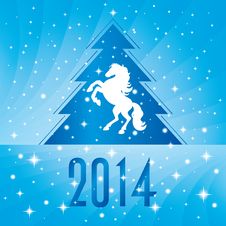 Background With Horse Silhouette And Christmas Tree Royalty Free Stock Images Background With Horse Silhouette And Christmas Tree Royalty Free Stock Images