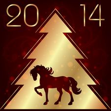 Background With Horse Silhouette And Christmas Tree Stock Photos Background With Horse Silhouette And Christmas Tree Stock Photos