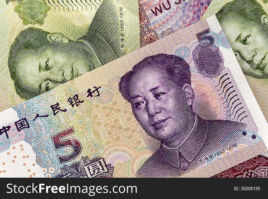 Set of chinese currency money yuan renminbi