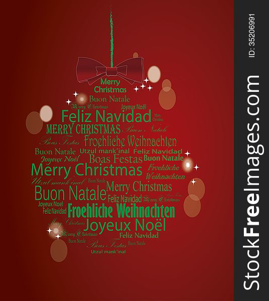 Vector Typography Xmas ball words in many languages. Vector Typography Xmas ball words in many languages