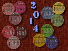 Calendar For 2014 Year With Multicolor Rounds Royalty Free Stock Photo Calendar For 2014 Year With Multicolor Rounds Royalty Free Stock Photo