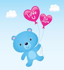 Cute Blue Valentine S Bear Stock Images