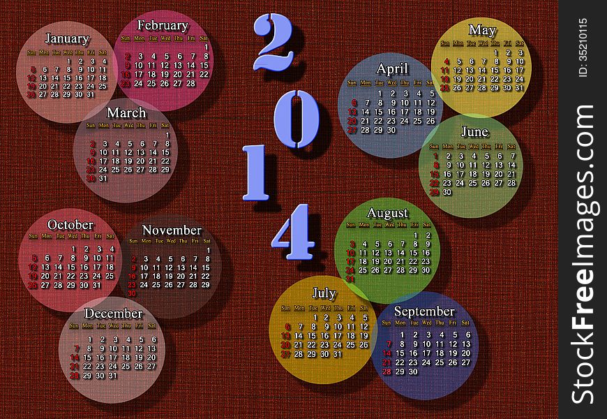 Simple and accurate calendar for 2014 year on the white background. Simple and accurate calendar for 2014 year on the white background