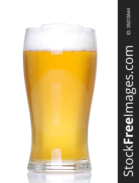 Mug lager with a white background and support surface white. Mug lager with a white background and support surface white