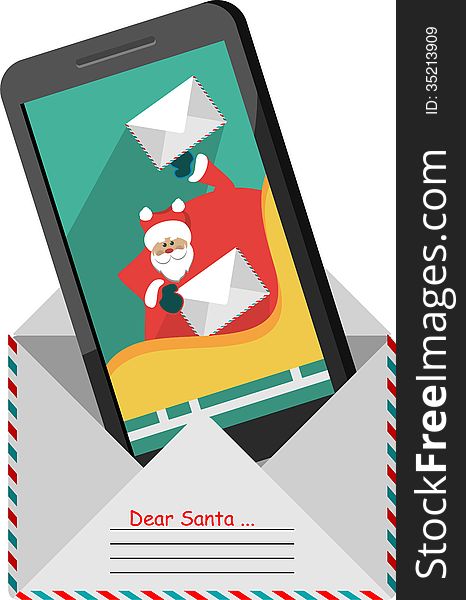 Letter to Santa Claus in the letter and the phone is ringing santa claus