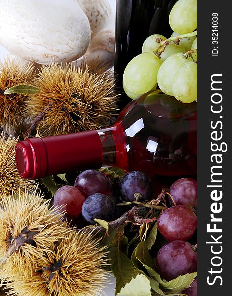 Rose Wine With Grapes And Chestnuts