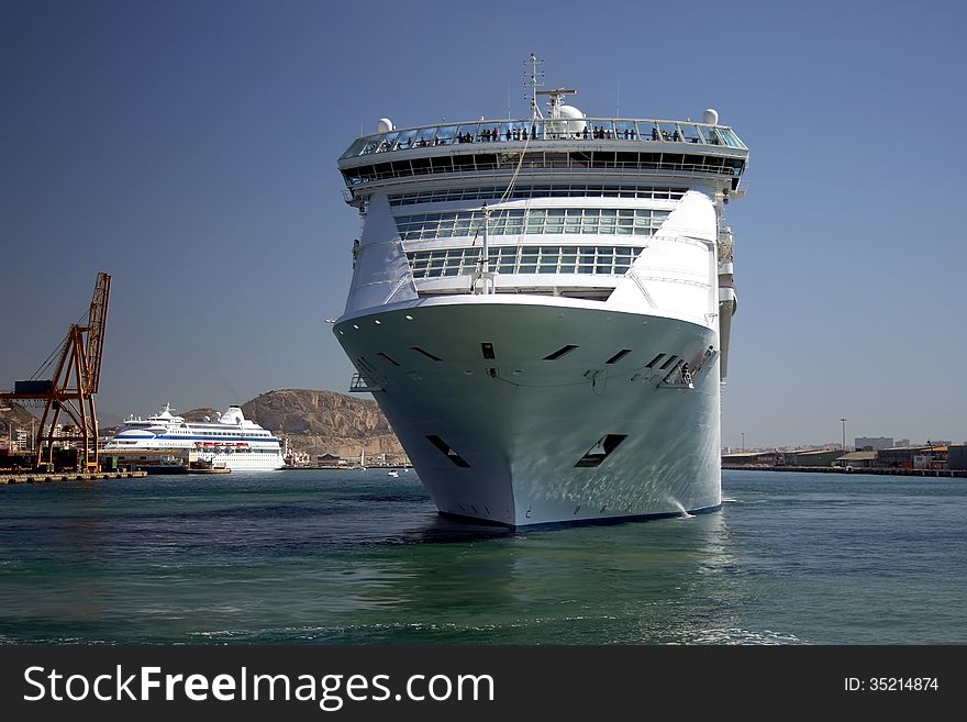 Cruise entering in the harbor of Alicante. Cruise entering in the harbor of Alicante