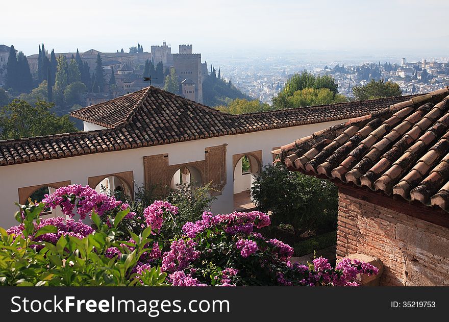 View at Granada from famous Alhambra palace, Spain. View at Granada from famous Alhambra palace, Spain