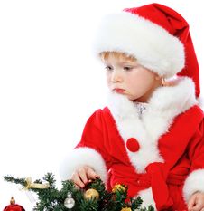 Little Girl Dressed In Santa Claus Stock Photos Little Girl Dressed In Santa Claus Stock Photos