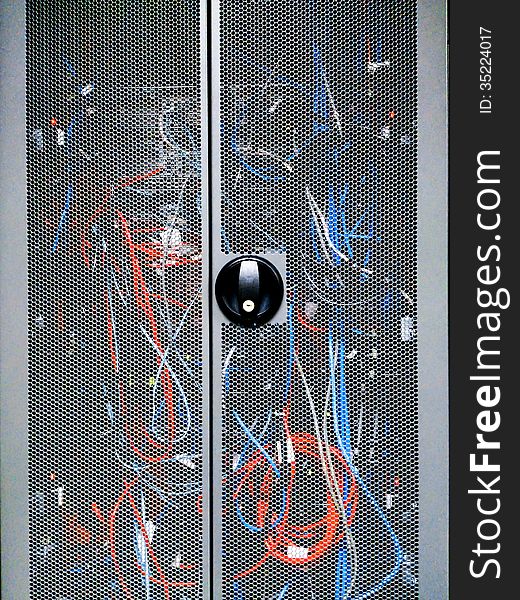 Chaos of network cables in rack data center. Chaos of network cables in rack data center