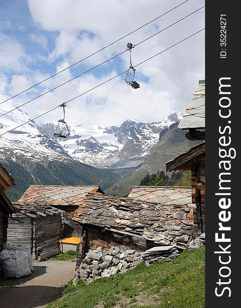 Chairlift above Eggen in the Swiss Alps. Chairlift above Eggen in the Swiss Alps