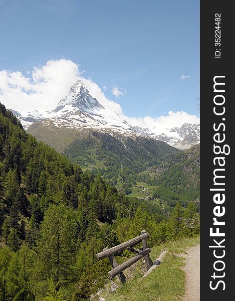 Path from Sunnegga to Zermatt in Swiss Alps. Path from Sunnegga to Zermatt in Swiss Alps