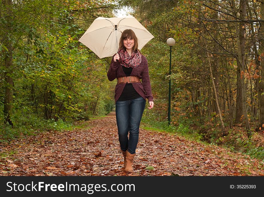 Walking With An Umbrella