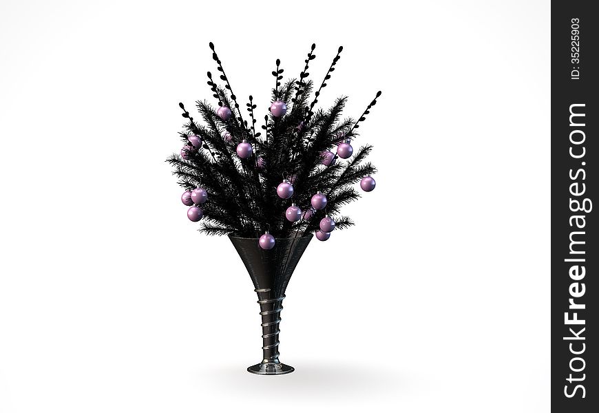 Rendered illustration vase with Christmas decorations. Rendered illustration vase with Christmas decorations