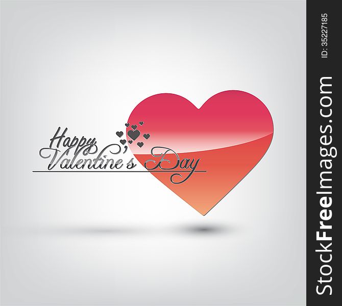 Happy Valentine's Day! White background with red heart. Happy Valentine's Day! White background with red heart.