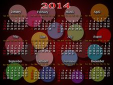 Calendar For 2014 Year With Multicolor Rounds Stock Images Calendar For 2014 Year With Multicolor Rounds Stock Images