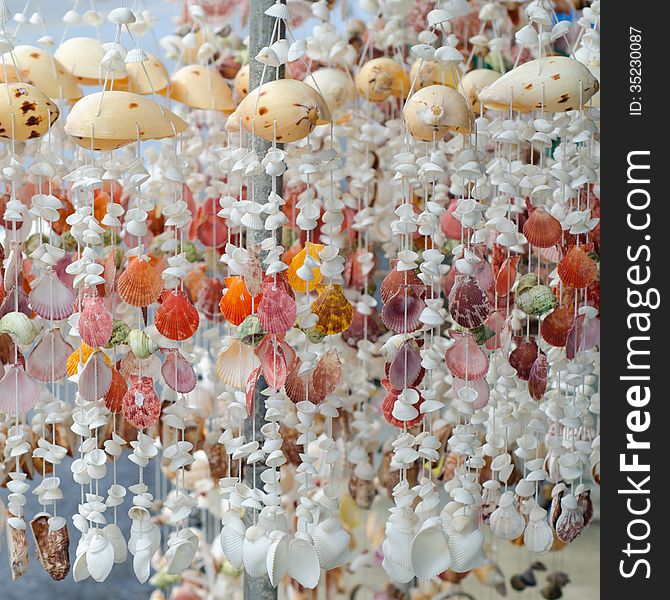 Mobile made from various shells for sale in Phuket,Thailand