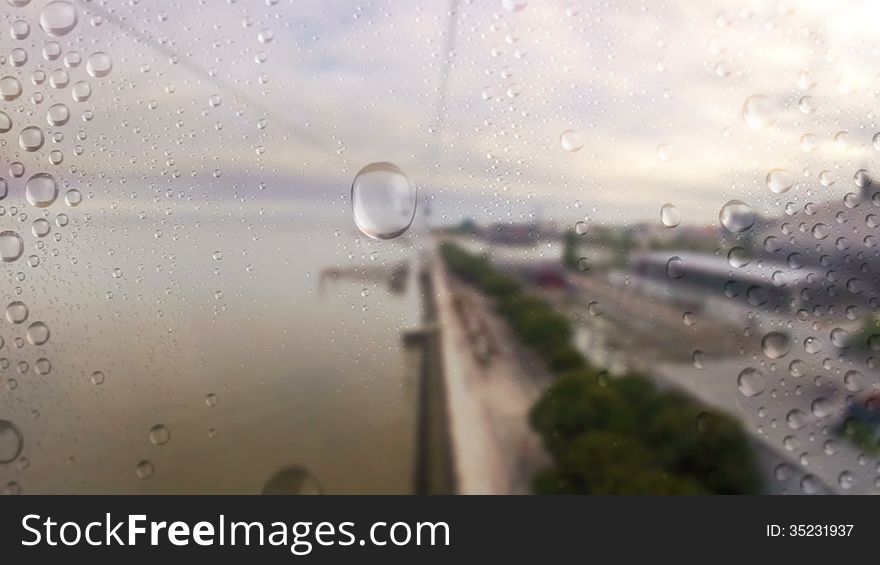 Portugal. Lisbon. Rain. In the cabin cableway. Portugal. Lisbon. Rain. In the cabin cableway