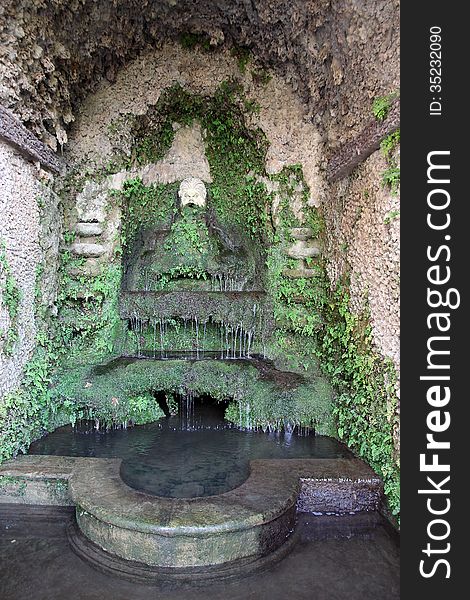 Fountain in villa D'Este in Tivoli, Italy