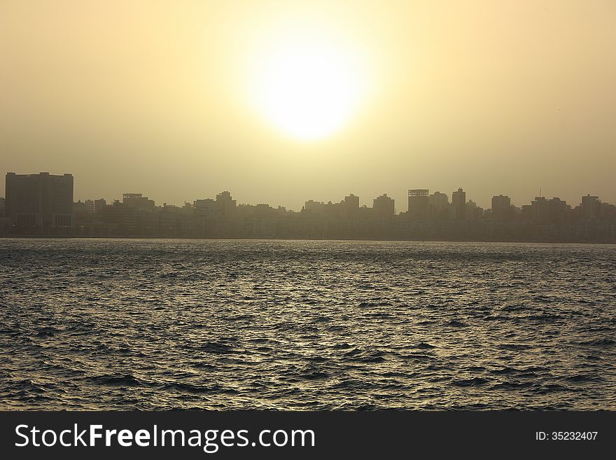 Sunset over the Nile, in Cairo, Egypt.