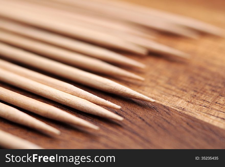 Macro shot of wooden toothpicks. Macro shot of wooden toothpicks