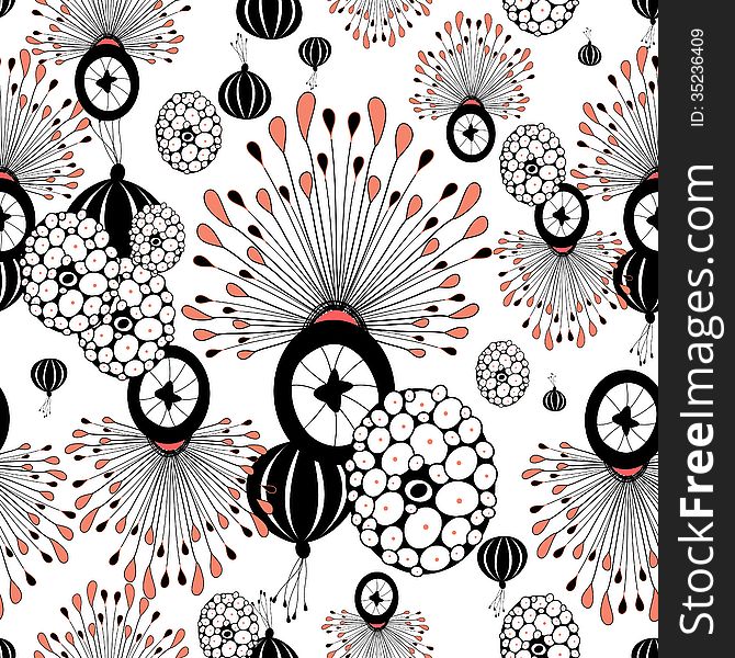 Graphical abstract seamless floral pattern of different unusual elements. Graphical abstract seamless floral pattern of different unusual elements