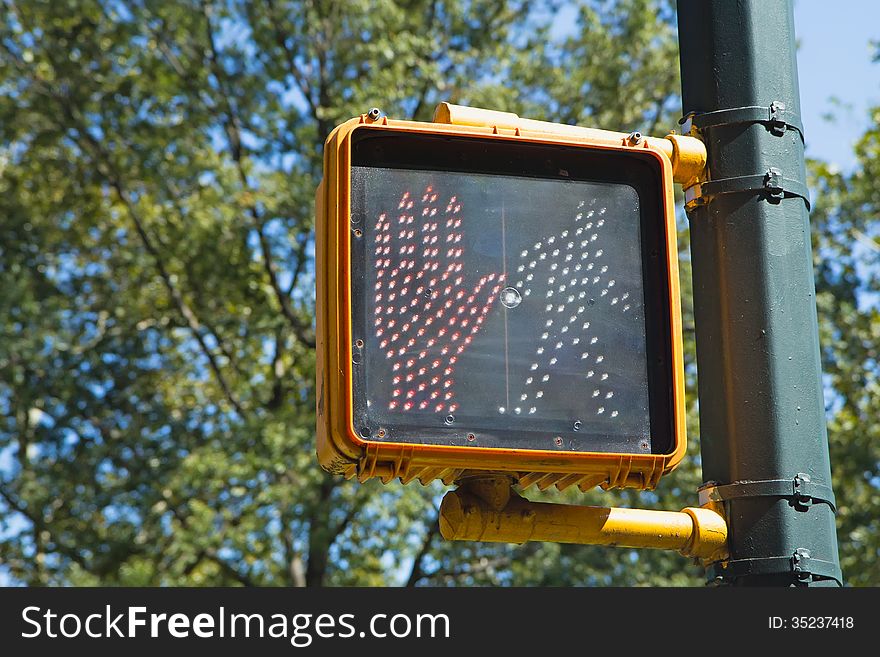 Close up view of traffic light STOP and GO