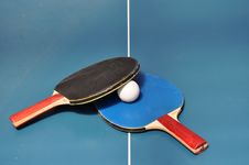 Table Tennis/ping Pong Paddle And Ball Royalty Free Stock Photo