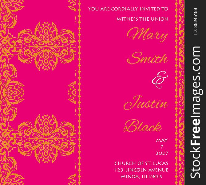 Wedding card or invitation with abstract floral background