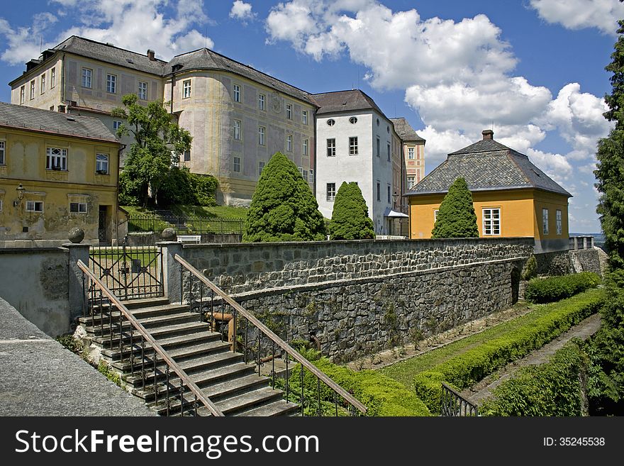 View of the Castle Jansky Hill from the castle garden. View of the Castle Jansky Hill from the castle garden