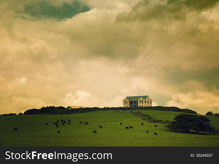 Spooky mansion on hill