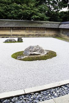 Rock Garden At The Ryoan-ji Temple In Kyoto, Japan. Stock Photography