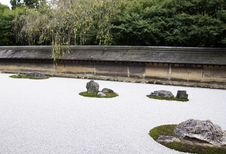 Famous Zen Garden Of The Ryoan-ji Temple In Kyoto Stock Images