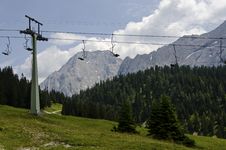Cable Way In The Beautiful Background Off The Alps Stock Image Cable Way In The Beautiful Background Off The Alps Stock Image