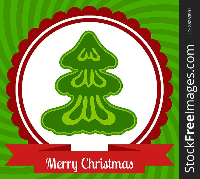 Christmas greeting poster with tree. Christmas greeting poster with tree
