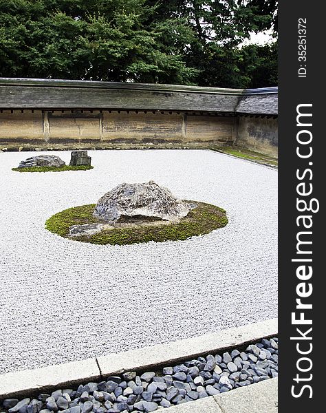 Rock Garden At The Ryoan-ji Temple In Kyoto, Japan.