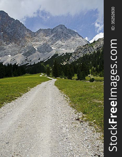 Hiking path in the Austrians alps. Hiking path in the Austrians alps.