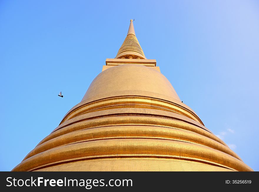 A golden pagoda temple in bangkok thailand. A golden pagoda temple in bangkok thailand