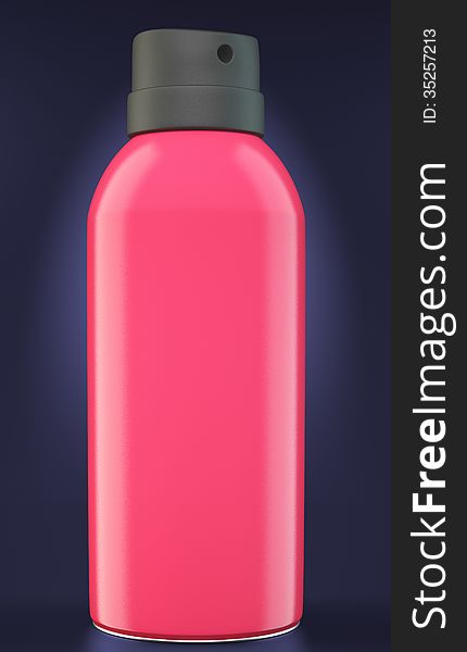 Red spray can on dark background. 3d illustration