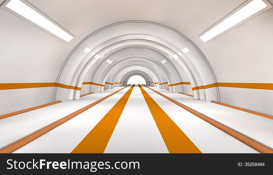 3d design. Futuristic interior corridor SCIFI