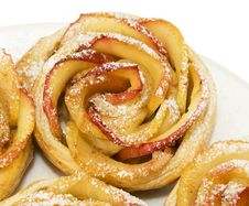Sweet Rolls With Apples In The Form Of Roses On Plate On White B Royalty Free Stock Photography Sweet Rolls With Apples In The Form Of Roses On Plate On White B Royalty Free Stock Photography