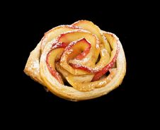 Sweet Roll With Apples In The Form Of Roses On Black Background Stock Image Sweet Roll With Apples In The Form Of Roses On Black Background Stock Image