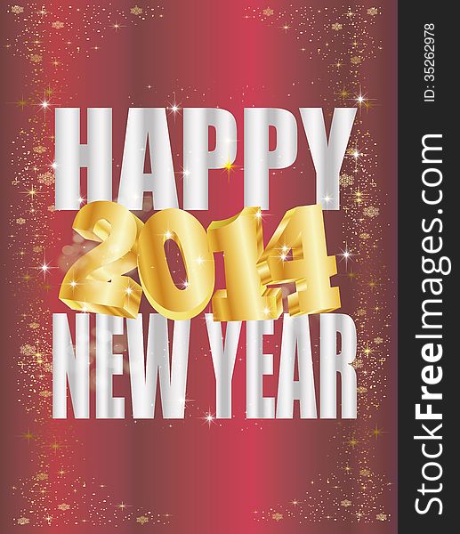 3d text 2014 whit happy new year in red background. 3d text 2014 whit happy new year in red background