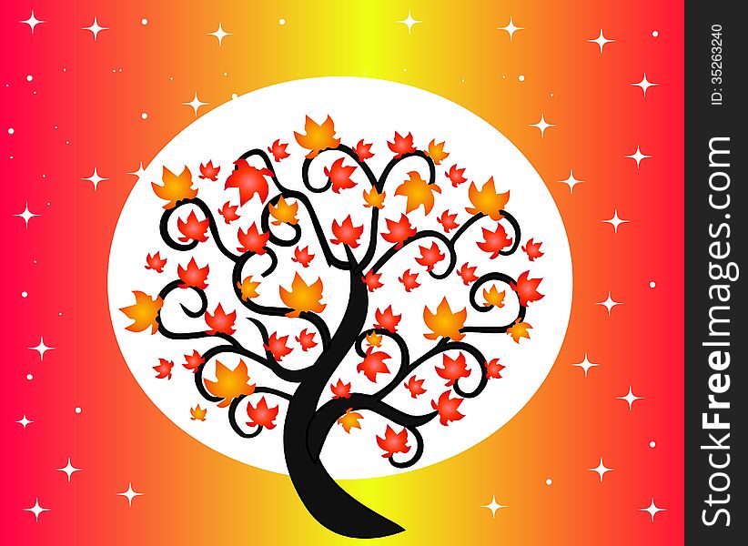 Illustration of a autumn tree .