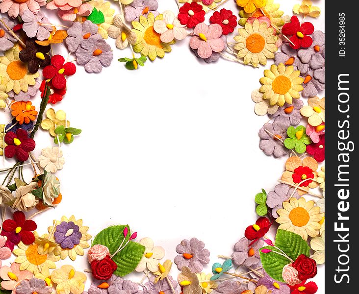 Colorful of handicraft paper flower frame