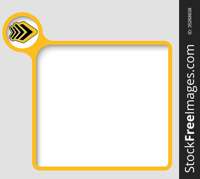 Yellow vector text frame with arrow