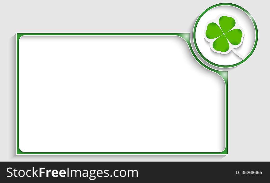 Green text frame with cloverleaf