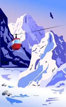 Winter Mountains With Ropeway. Stock Photo Winter Mountains With Ropeway. Stock Photo