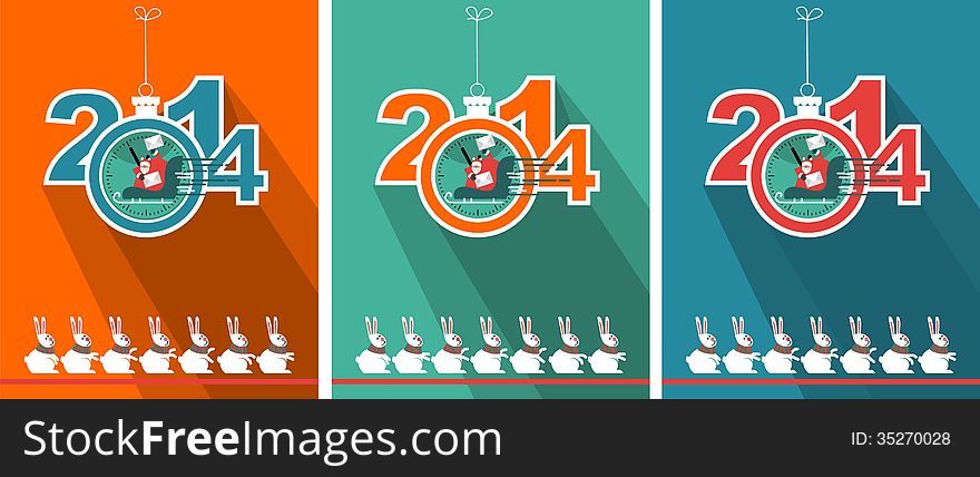New Year composition of the digits of the year in Santa Claus in a sleigh. New Year composition of the digits of the year in Santa Claus in a sleigh